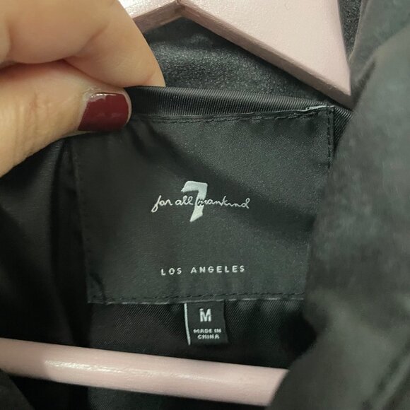 7 for All Mankind Faux Leather Puffer Black Jacket Size M 69754 - Picture 4 of 6